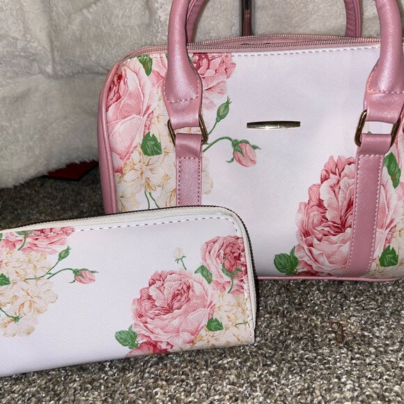 Handbags - Floral Pink Handbag and Wallet Set